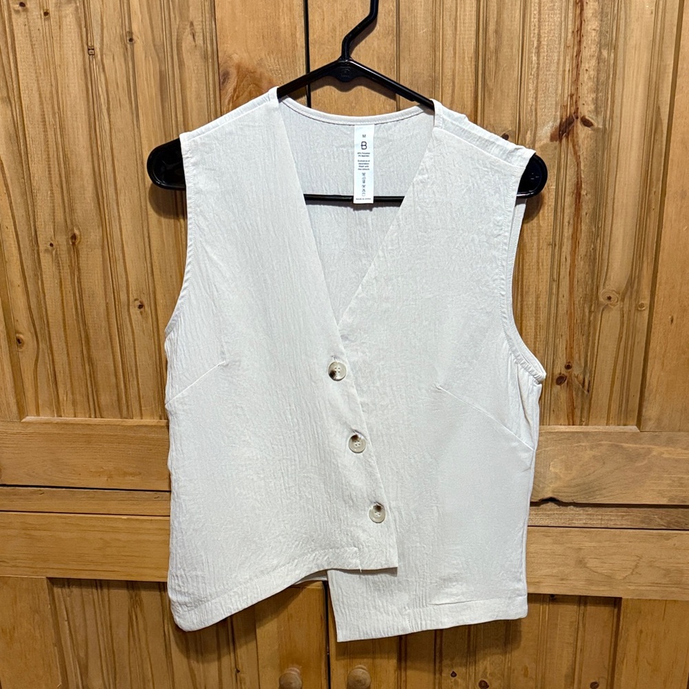 Cream Button-Down Sleeveless Top